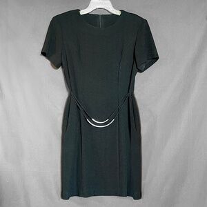 Black Short Sleeve Midi Dress